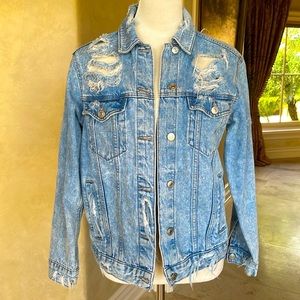 TOPSHOP Oversized Distressed Blue Denim Jacket